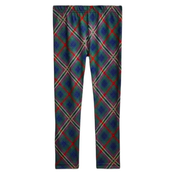 POLO Ralph Lauren Girls Patchwork Plaid Stretch Jersey Leggings Size 6X - Picture 1 of 14